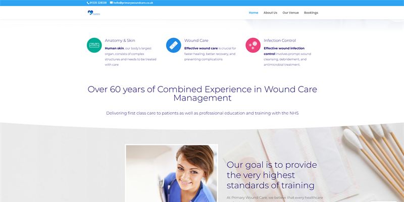 Primary Wound Care website homepage